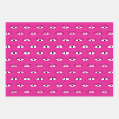 Retro Evil Eye Pattern Roze Sinaasappel Wit BOHO Inpakpapier Vel (Voorkant 3)