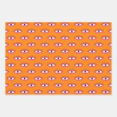 Retro Evil Eye Pattern Roze Sinaasappel Wit BOHO Inpakpapier Vel (Voorkant)