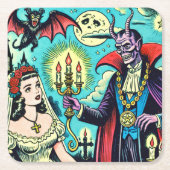 Retro Evil Horror Comics Kartonnen Onderzetters (Voorkant)