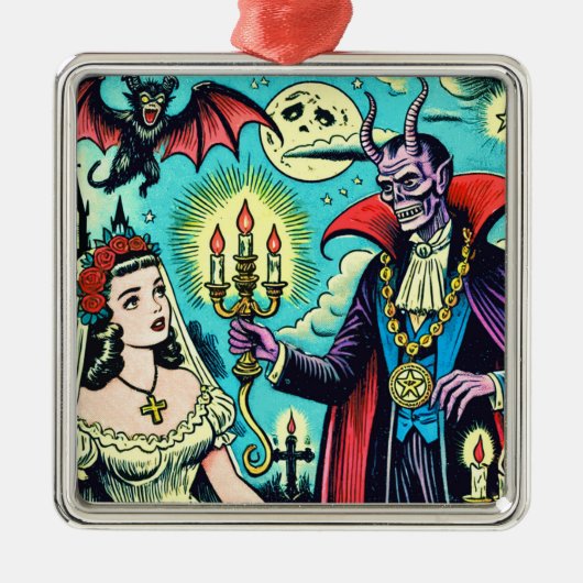 Retro Evil Horror Comics Metalen Ornament (Voorkant)