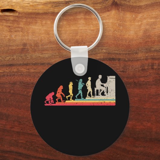 Retro evolutie van Man piano Sleutelhanger (Voorkant)