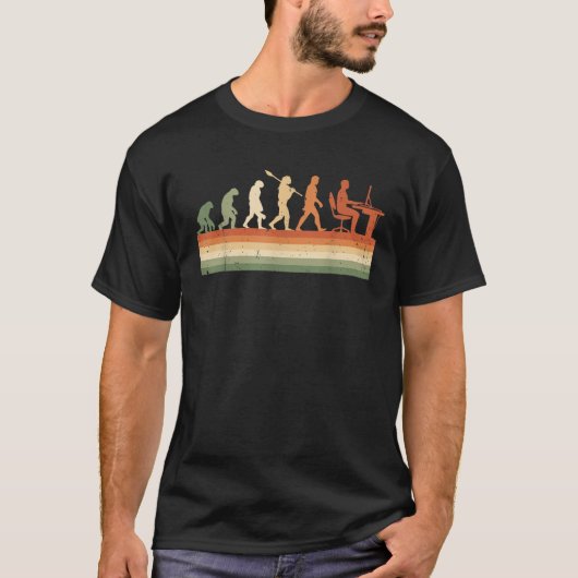 Retro Evolutie Van Mens Computerprogrammeur Geek F T-shirt (Voorkant)