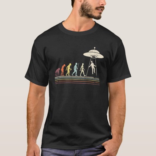  Retro Evolution Vliegende Schotel UFO Alien T-shirt (Voorkant)