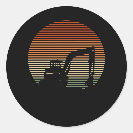 Retro Excavator Boys Toddler Construction Ronde Sticker (Voorkant)
