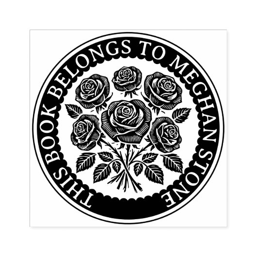 Retro Exlibris stempel met Rozen voor de bibliothe (Afrduk)