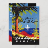 Retro Exotic Island Beach Wedding Invite Kaart (Voorkant / Achterkant)