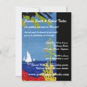 Retro Exotic Island Beach Wedding Invite Kaart (Achterkant)
