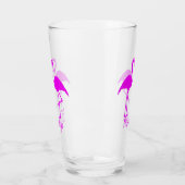 Retro Exotic Roze Flamingo Romantic Heart Design Glas (Links)