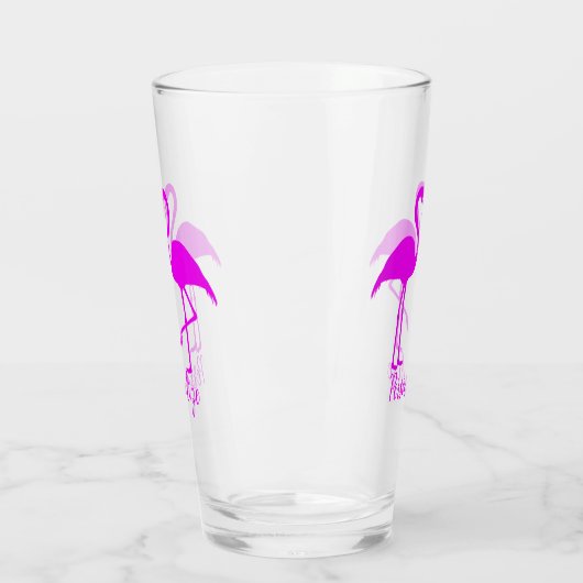 Retro Exotic Roze Flamingo Romantic Heart Design Glas (Links)