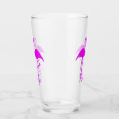 Retro Exotic Roze Flamingo Romantic Heart Design Glas (Rechts)