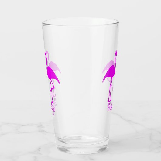 Retro Exotic Roze Flamingo Romantic Heart Design Glas (Rechts)