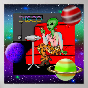 Retro Extraterrestrial uit de jaren zeventig in Di Poster