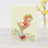 Retro Extreme Schaatser van de Rol van Sporten Kaart (Gele Bloem)