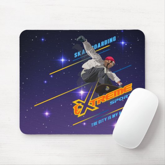 Retro Extreme Sport Skateboarder | Muismat (Met muis)