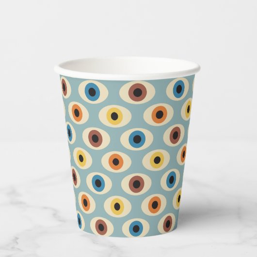 Retro Eye Patroon Papieren Bekers (Voorkant)