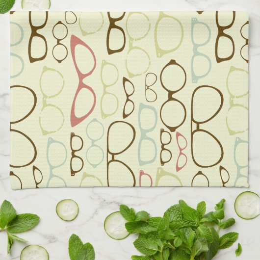 Retro Eyeglass Hipster Theedoek (Gevouwen)