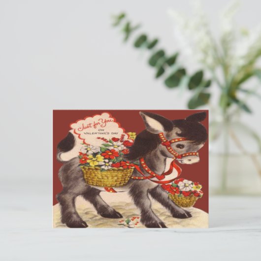 Retro Ezel Valentijn Kaart (Staand voorkant)