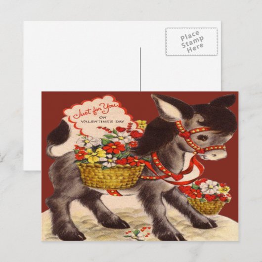  Retro Ezel Valentijn Kaart (Voorkant / Achterkant)