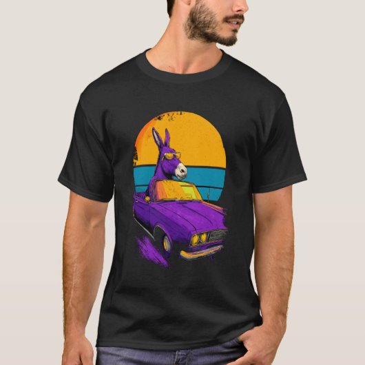 Retro Ezelrijdende Mustang T-shirt (Voorkant)