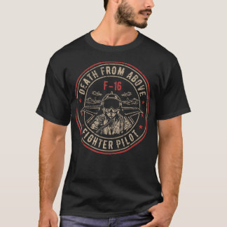 Retro F16 Dood van boven gevechtspiloot T-shirt