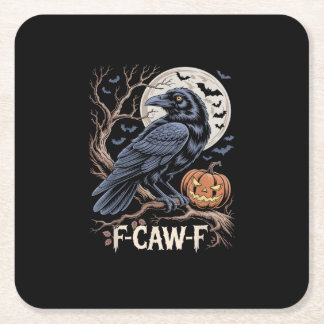 Retro F-Caw-F Bird Crow Funny Crow Bird Cawing Gru Kartonnen Onderzetters