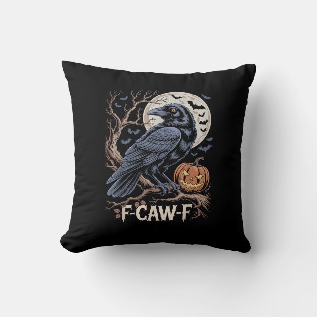 Retro F-Caw-F Bird Crow Funny Crow Bird Cawing Gru Kussen (Voorkant)