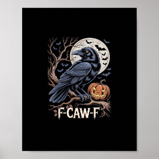 Retro F-Caw-F Bird Crow Funny Crow Bird Cawing Gru Poster (Voorkant)