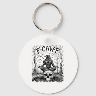 Retro F-caw-f Saying Meme Black Crow Yoga Seated M Sleutelhanger