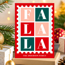 Retro Fa La La Christmas Postage Stamp Feestdagen Kaart