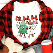 Retro Fa La La Kerstboom en Sneeuwman Tri-Blend Shirt