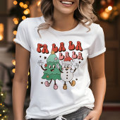 Retro Fa La La Kerstboom en Sneeuwman Tri-Blend Shirt