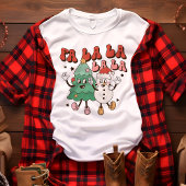 Retro Fa La La Kerstboom en Sneeuwman Tri-Blend Shirt