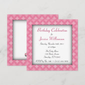 Retro Fab Square Pink Birthday Party Invitations Kaart (Voorkant / Achterkant)