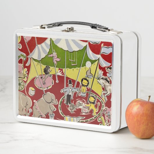 Retro Fabric Circus Big Top Theme Lunch Box (In situ)