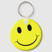 Retro Face Bright Yellow Smile Sleutelhanger (Voorkant)