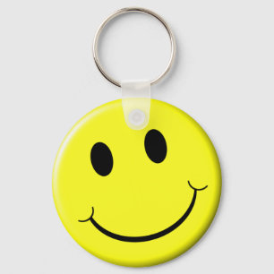 Retro Face Bright Yellow Smile Sleutelhanger