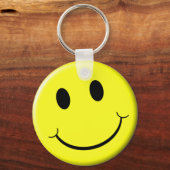 Retro Face Bright Yellow Smile Sleutelhanger (Voorkant)