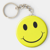 Retro Face Bright Yellow Smile Sleutelhanger (Voorkant)