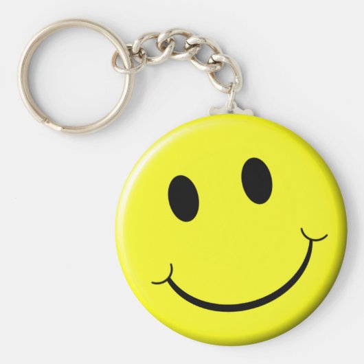 Retro Face Bright Yellow Smile Sleutelhanger (Voorkant)