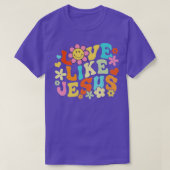 Retro Face Love Zoals Jesus Boho Flowers T-shirt (Design voorkant)