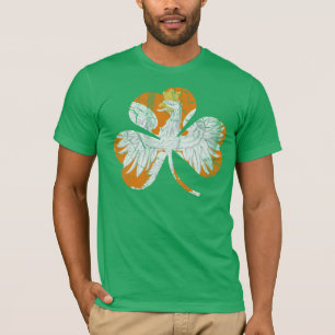Retro Fade Irish Poland Eagle Heritage Shamrock T-shirt