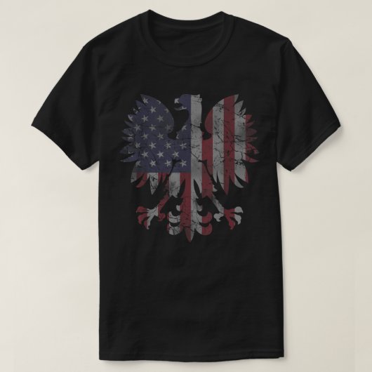 Retro Fade Poolse Mannen van het Amerikaanse Flag T-shirt (Design voorkant)