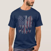 Retro Fade Poolse Mannen van het Amerikaanse Flag  T-shirt (Voorkant)