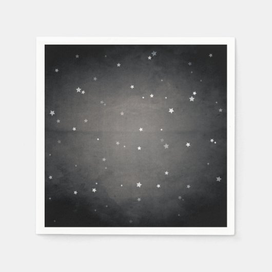 Retro  Faded Black en White Stars Party Servet (Voorkant)