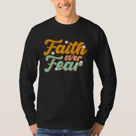 Retro Faith Over Fear Arrow Cute Inspirational Chr T-shirt (Voorkant)
