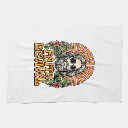 Retro Faith Revival Christelijke Gravure Vector Theedoek (Horizontaal)