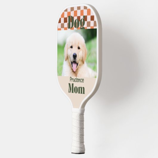 Retro Fall Checkerboard Dog Mom Pet Photo Pickleball Paddle (Links)