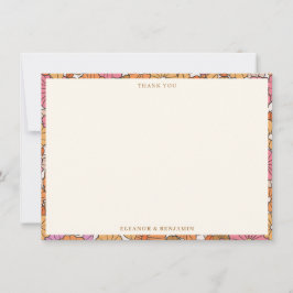 Retro Fall Floral Custom Co-ed Couples Shower Bedankkaart