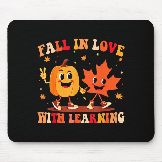 Retro Fall In Love With Learning Autumn Pumpkin Te Muismat (Voorkant)