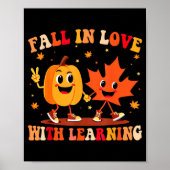 Retro Fall In Love With Learning Autumn Pumpkin Te Poster (Voorkant)